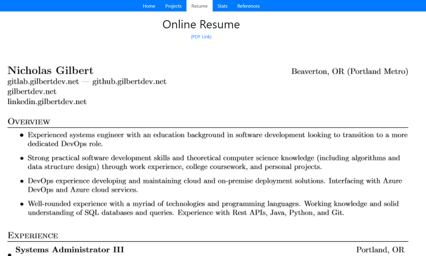 Fig. 3 - Embedded Resume